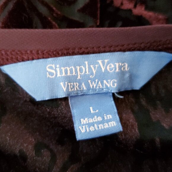 Velvet Burnout Top Shirt Blouse L Burgundy Red Black Abstract Whimsigoth Boho - Picture 4 of 6